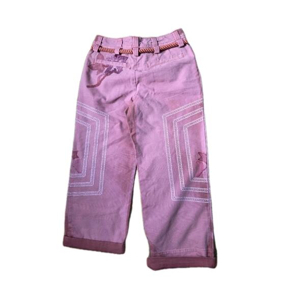 FREE PEOPLE ELECTRIC SANDS EMBROIDERED CROPPED PANTS Sz 4 - Picture 5 of 6